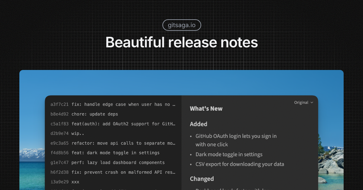 GitSaga: AI Changelog Generator | Auto-Pilot for GitHub